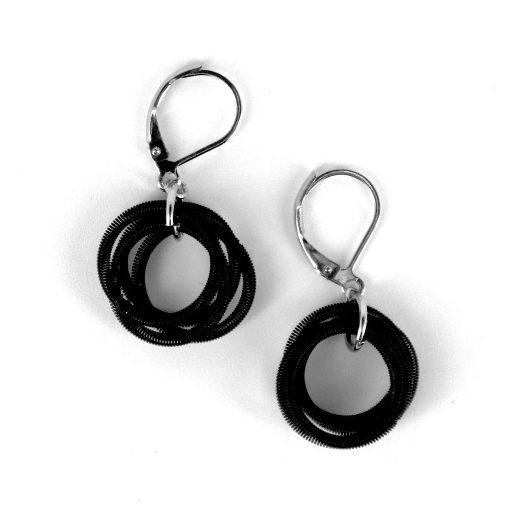 Sea Lily Earrings Black Loop Wire Earring