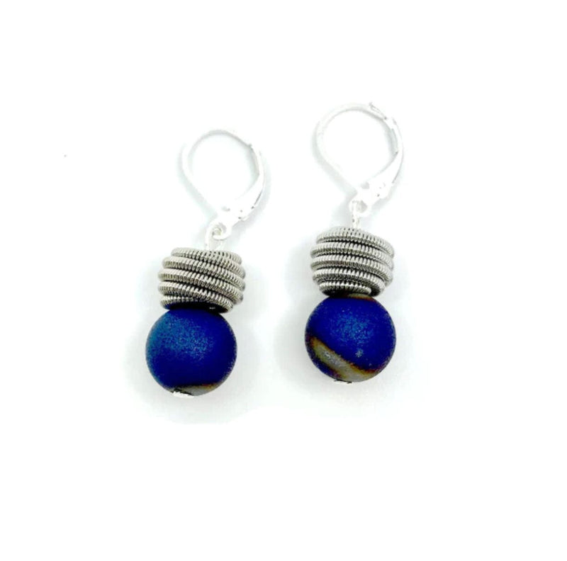 Sea Lily Earrings Blue Geode Coil Earring