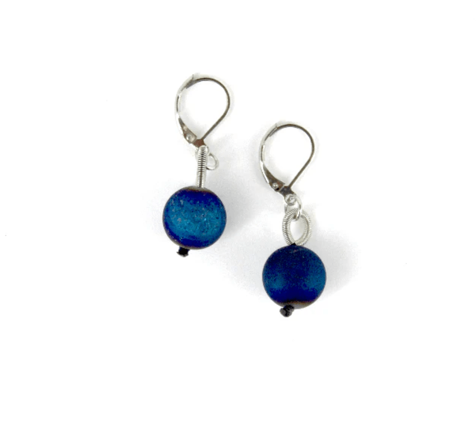 Sea Lily Earrings Blue Geode Earring