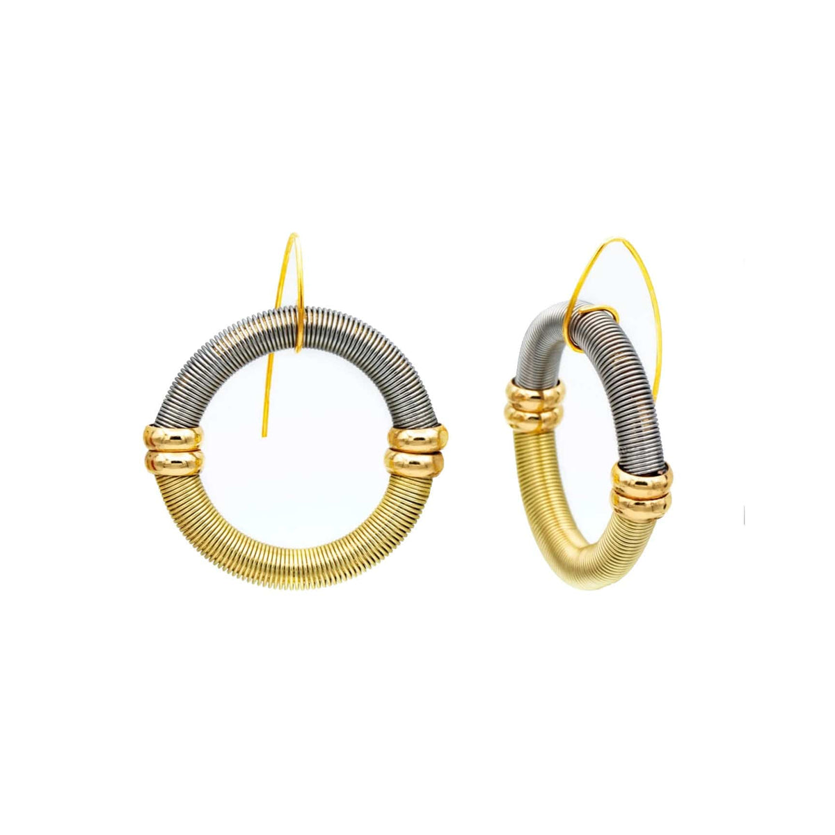 Sea Lily Earrings Gold Silver Circle Piano Wire Earring