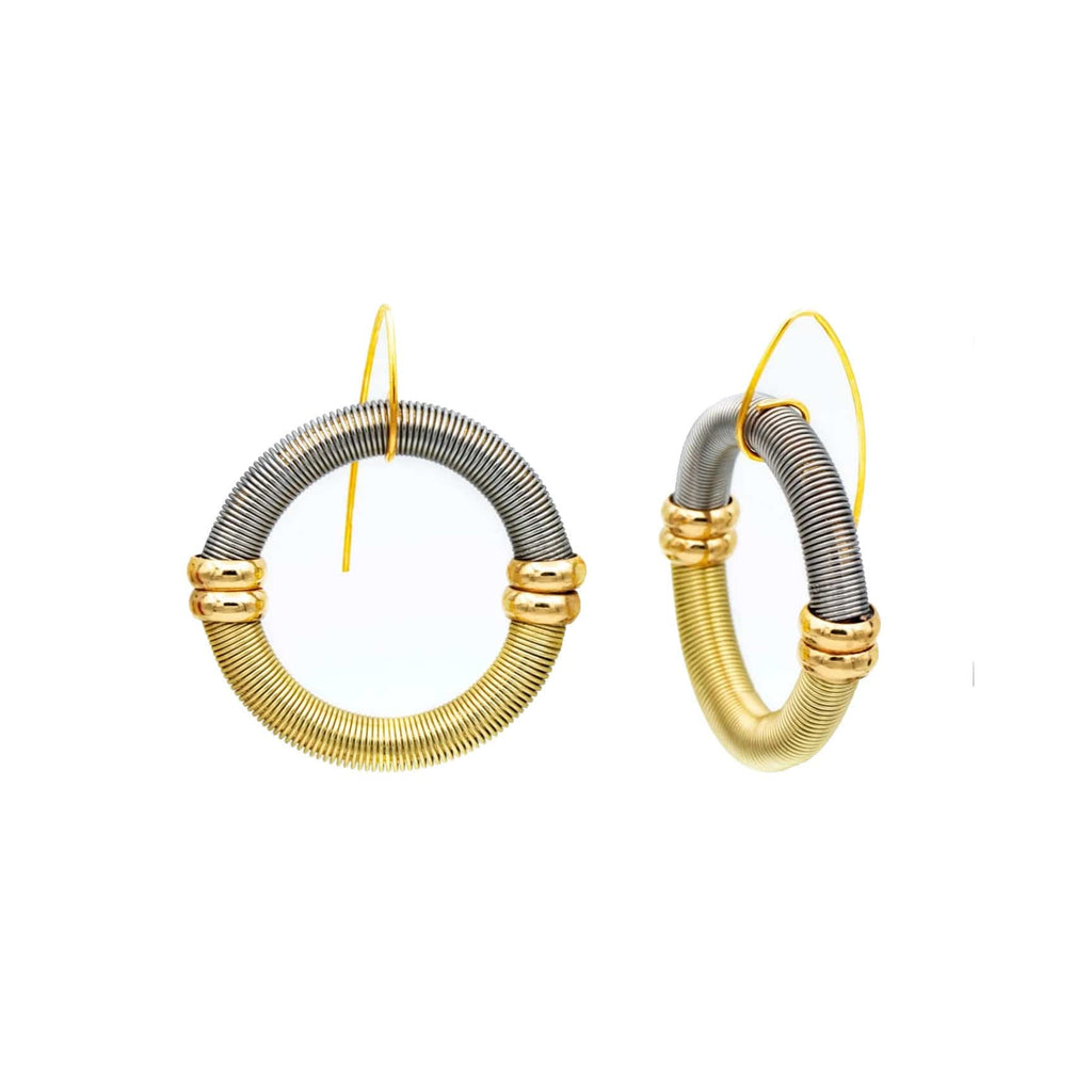 Sea Lily Earrings Gold Silver Circle Piano Wire Earring