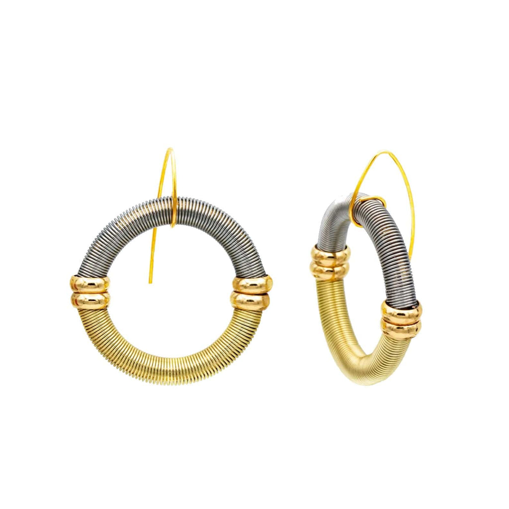 Sea Lily Earrings Gold Silver Circle Piano Wire Earring