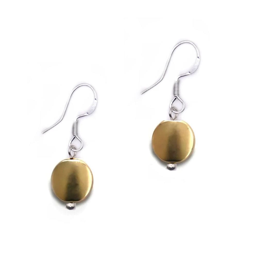 Sea Lily Earrings Goldtone Disc Earring