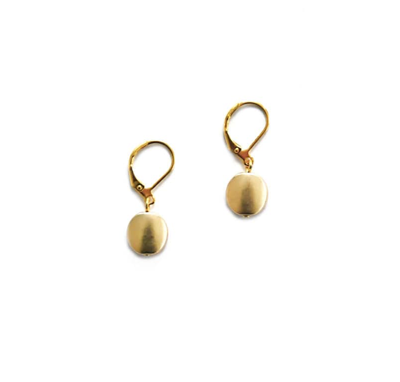 Sea Lily Earrings Goldtone Disc Earring