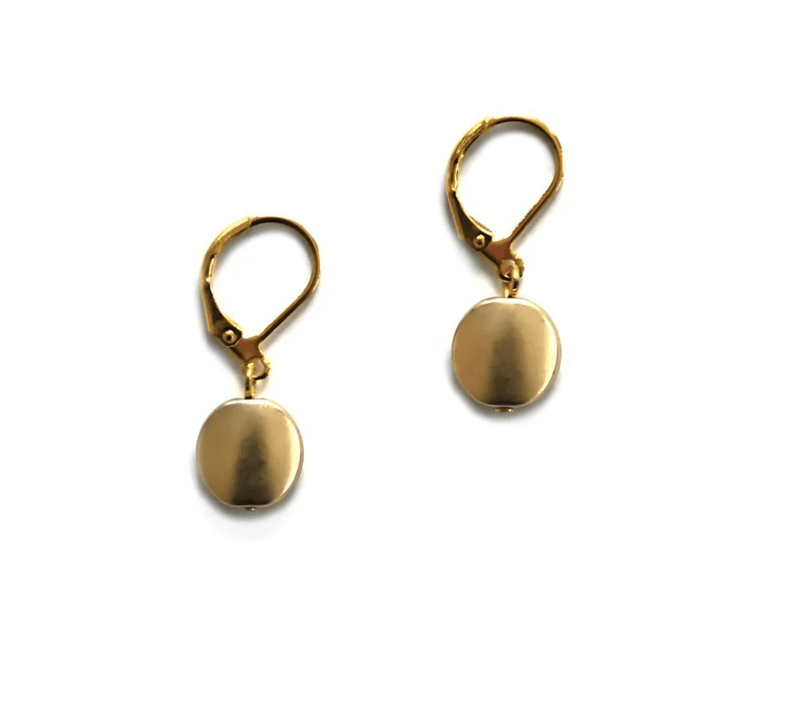 Sea Lily Earrings Goldtone Disc French Wire Earring