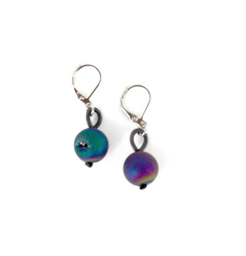 Sea Lily Earrings Iridescent Geode Earring