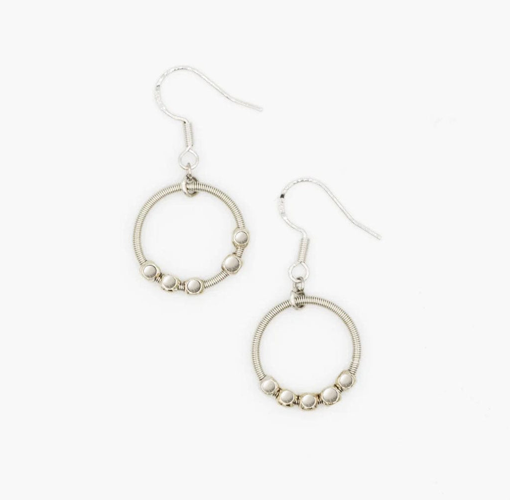 Sea Lily Earrings Loop Earrings with Silver Beads