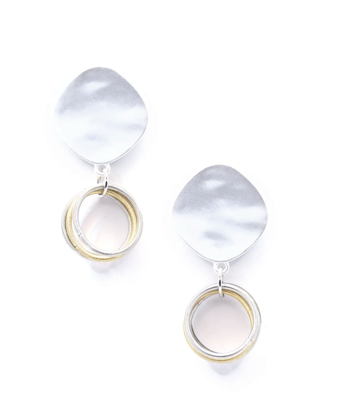 Sea Lily Earrings Multi Silver, Bronze, Slate Piano Wire Earrings