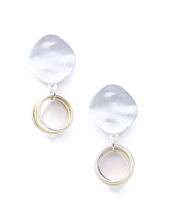 Sea Lily Earrings Multi Silver, Bronze, Slate Piano Wire Earrings