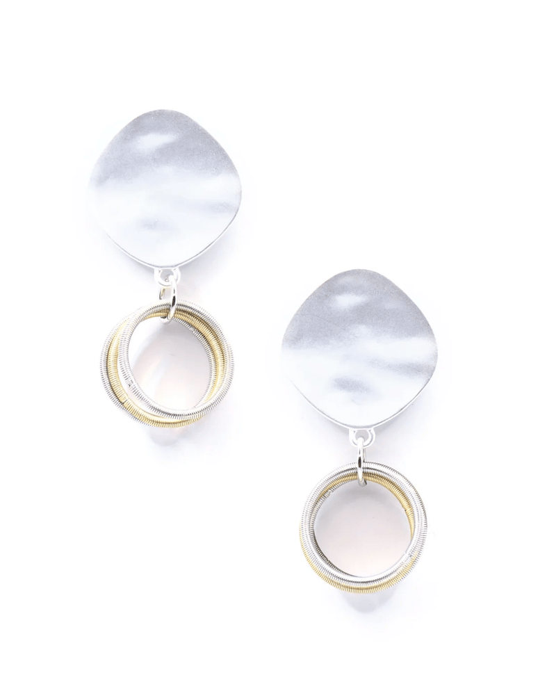 Sea Lily Earrings Multi Silver, Bronze, Slate Piano Wire Earrings