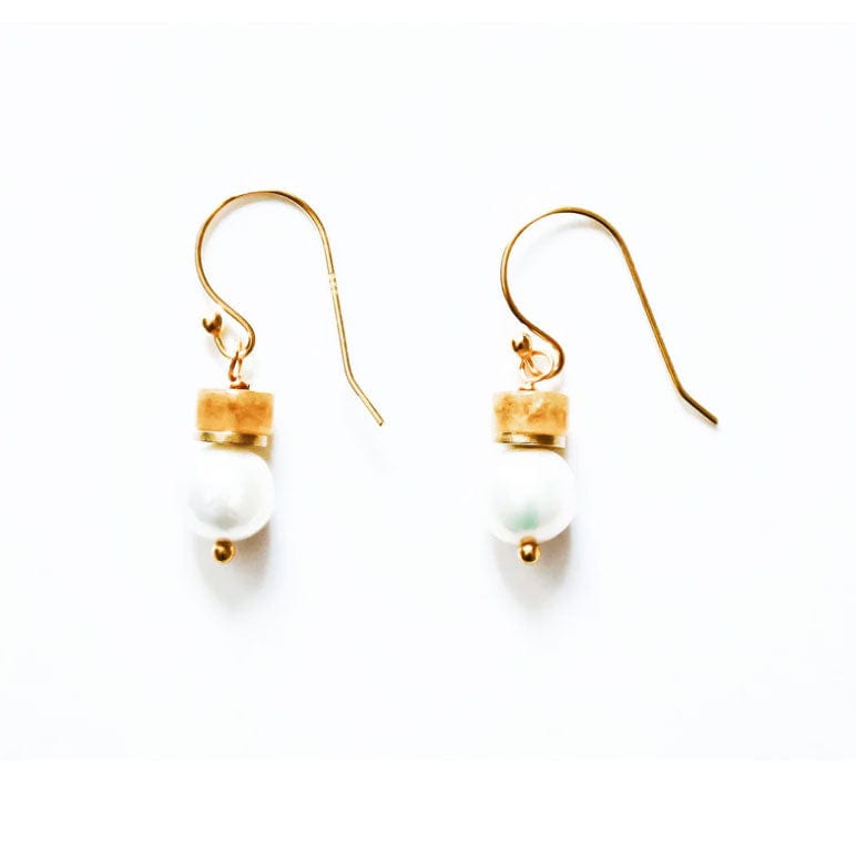 Sea Lily Earrings Quartz & Pearl Piano Wire Earring