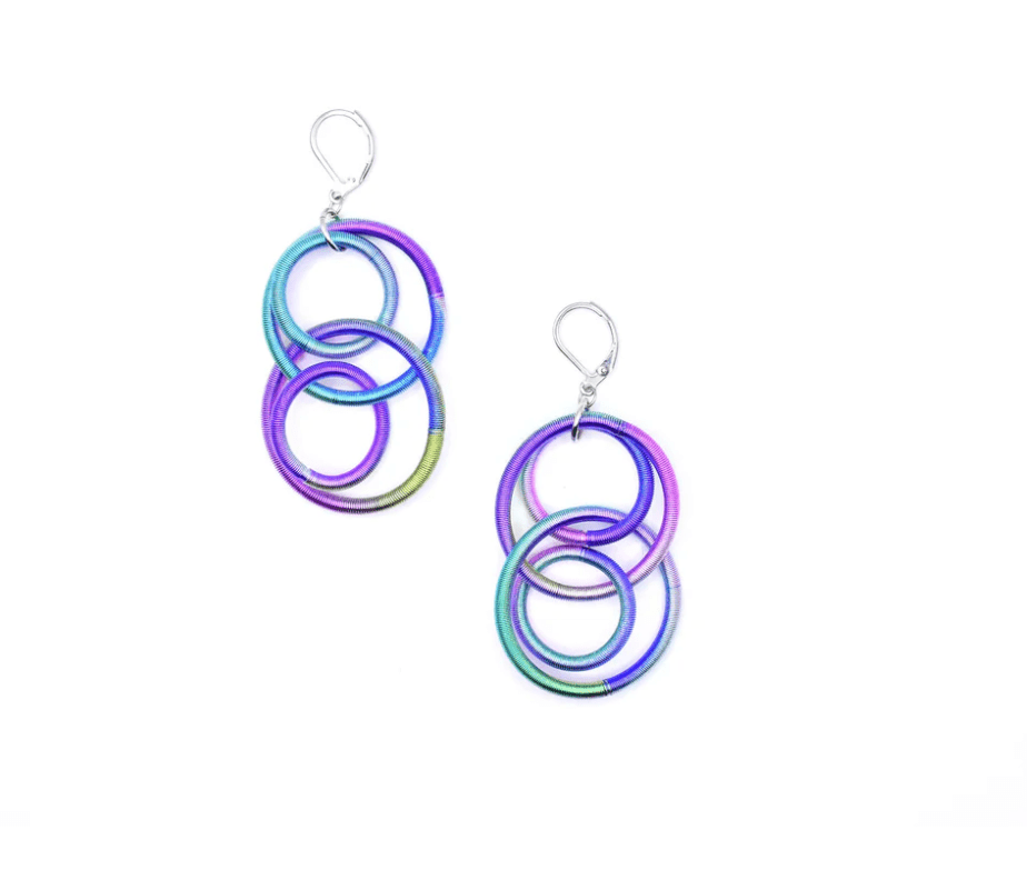 Sea Lily Earrings Rainbow Large Loops Earrings