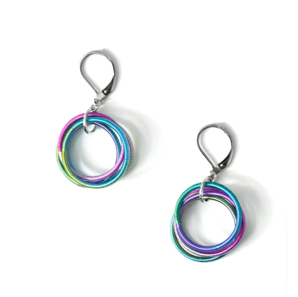 Sea Lily Earrings Rainbow Piano Wire Earrings