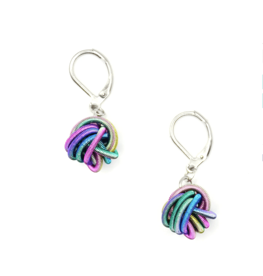 Sea Lily Earrings Rainbow Piano Wire Knot Earrings