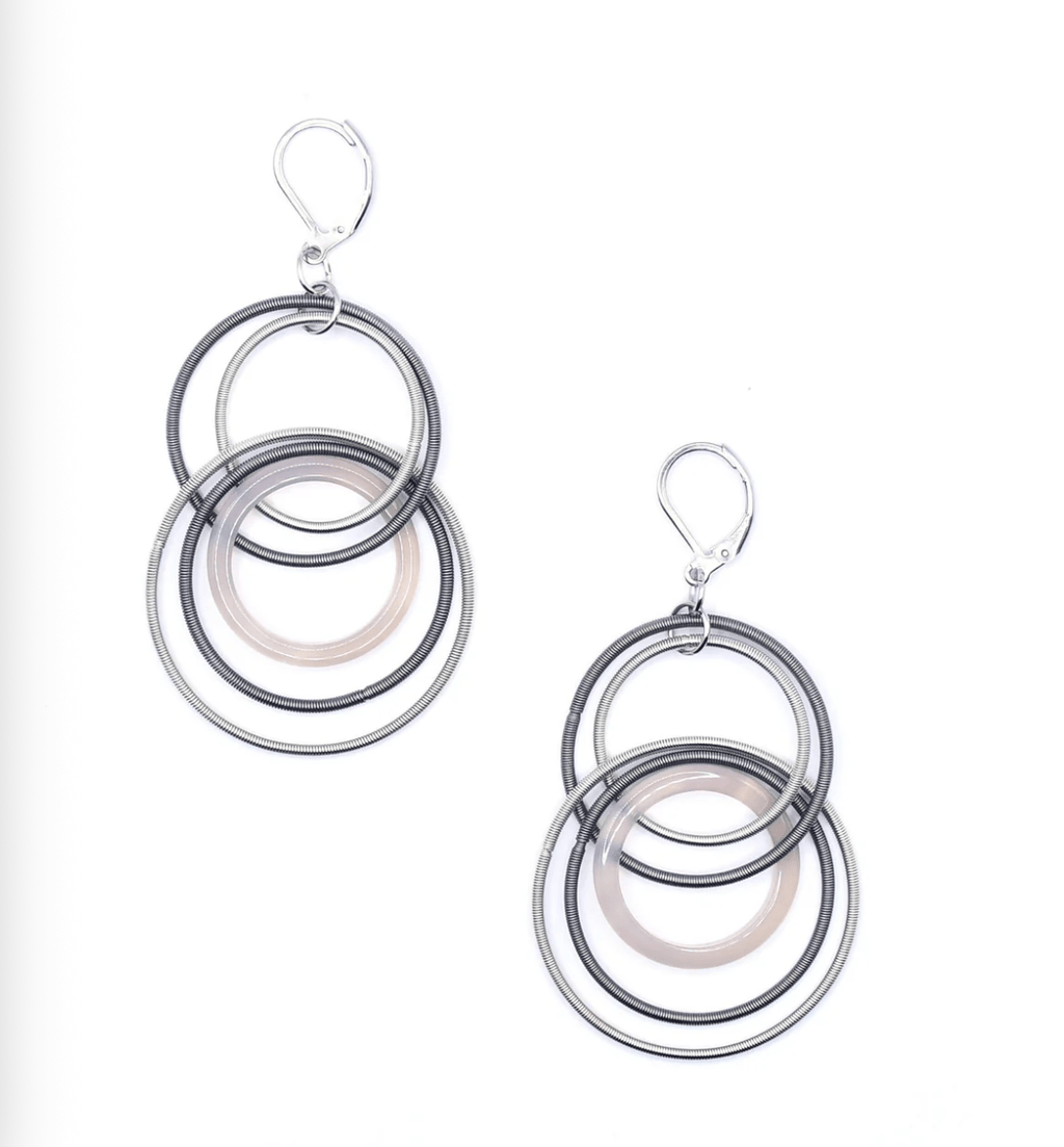 Sea Lily Earrings Silver/Slate & Resin Rings Earrings