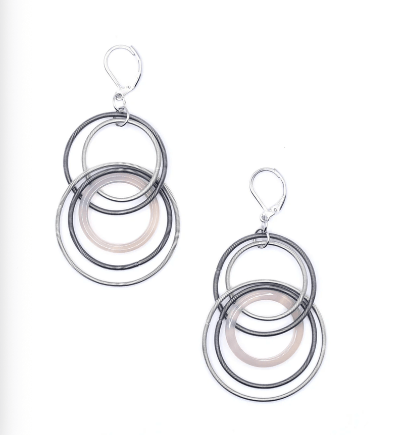 Sea Lily Earrings Silver/Slate & Resin Rings Earrings
