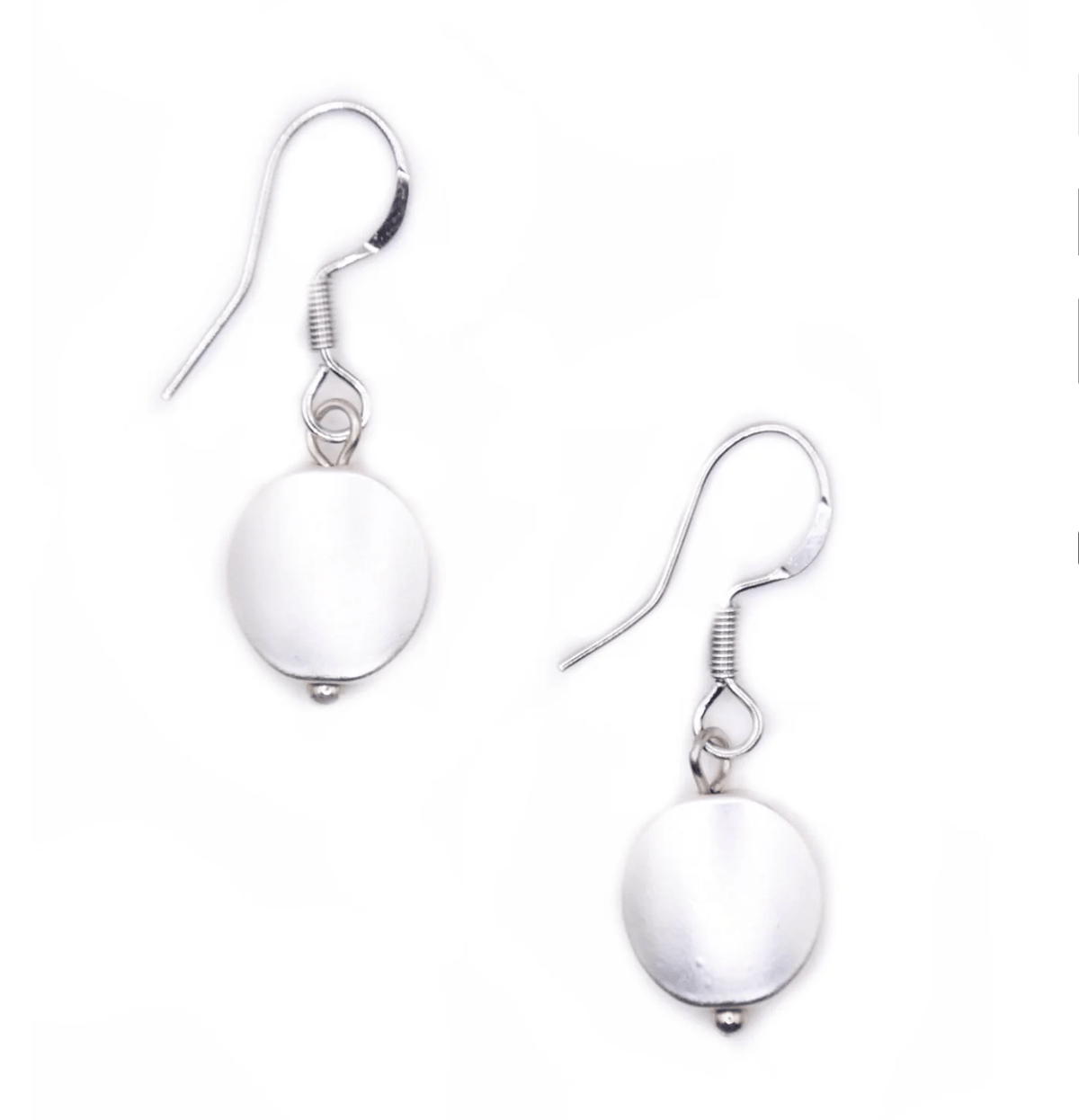 Sea Lily Earrings Silvertone Disc Earring