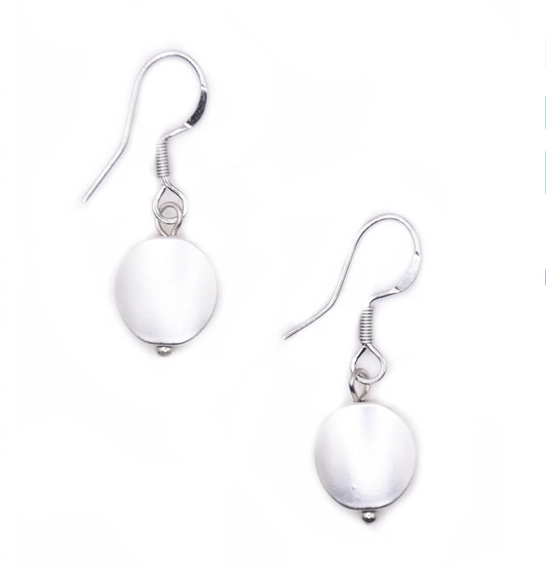 Sea Lily Earrings Silvertone Disc Earring