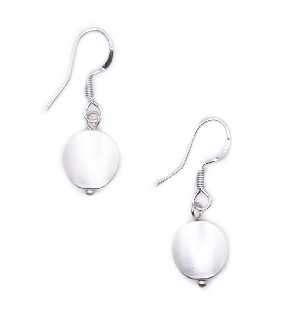 Sea Lily Earrings Silvertone Disc Earring