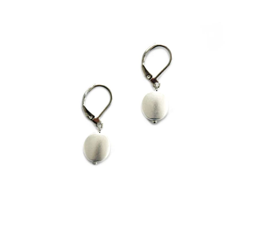 Sea Lily Earrings Silvertone Disc Earring