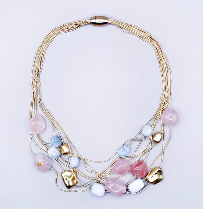 Sea Lily Necklaces Aquamarine & Rose Quartz Necklace