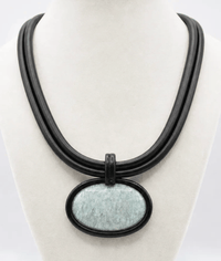 Sea Lily Necklaces Leather With Green Stone Necklace