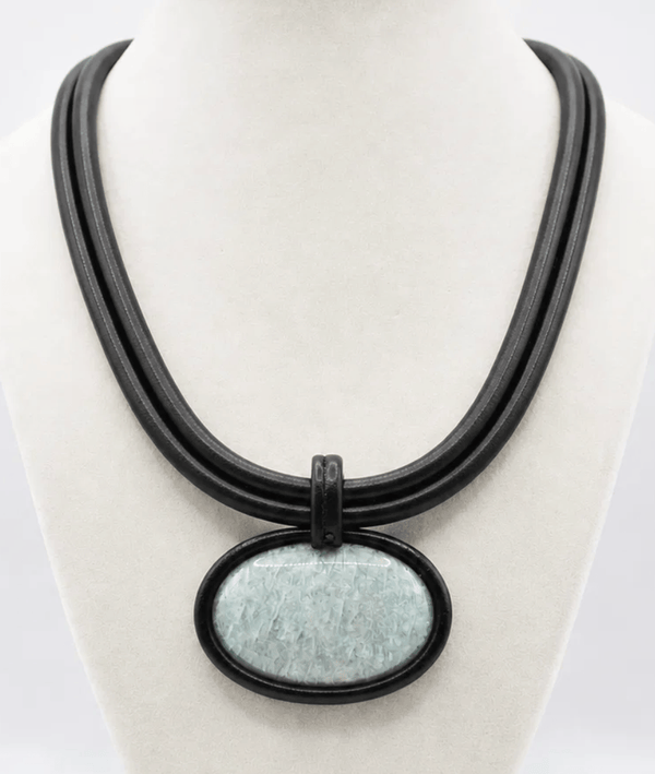 Sea Lily Necklaces Leather With Green Stone Necklace