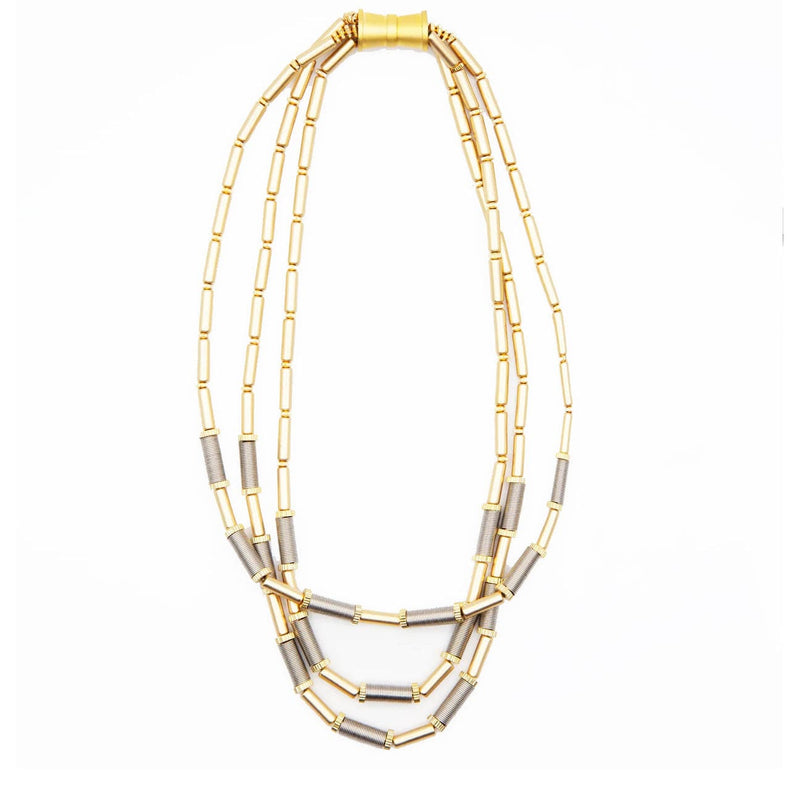 Sea Lily Necklaces Long Silver/Gold Tube Necklace