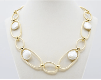 Sea Lily Necklaces Pearl & Gold Piano Wire Necklace