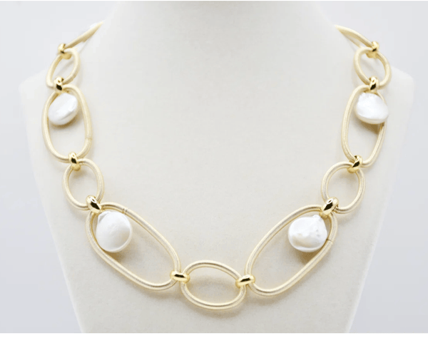 Sea Lily Necklaces Pearl & Gold Piano Wire Necklace