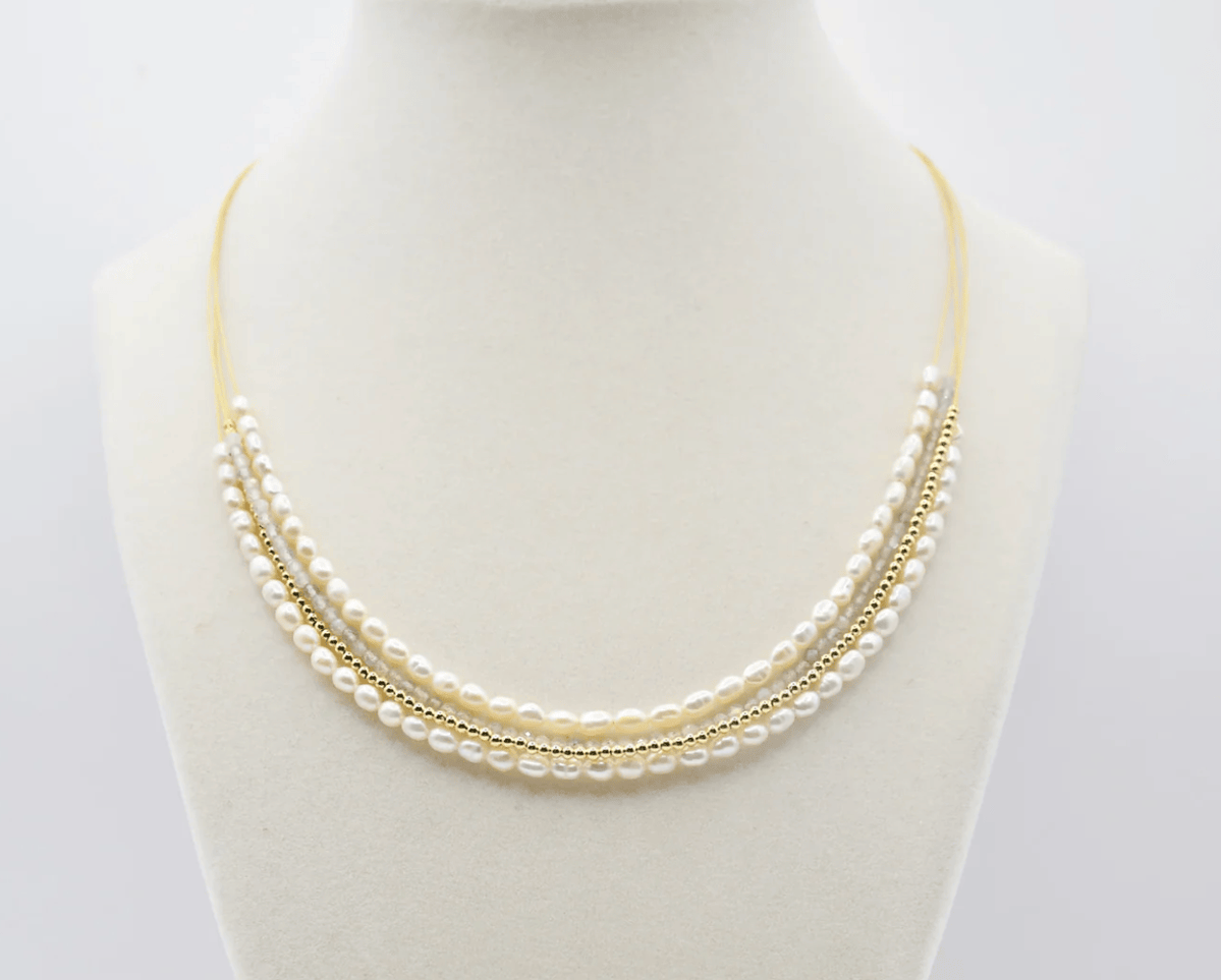 Sea Lily Necklaces Pearl & Labradorite Wire Necklace