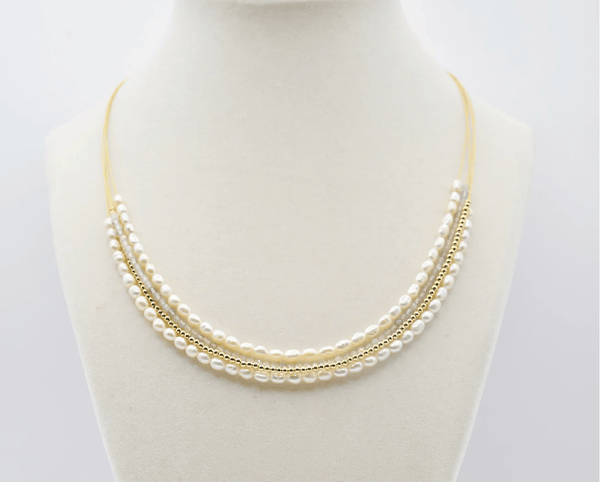 Sea Lily Necklaces Pearl & Labradorite Wire Necklace