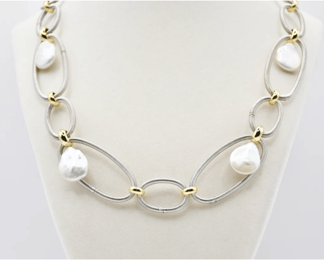 Sea Lily Necklaces Pearl & Silver/Gold Pianoi Wire Necklace