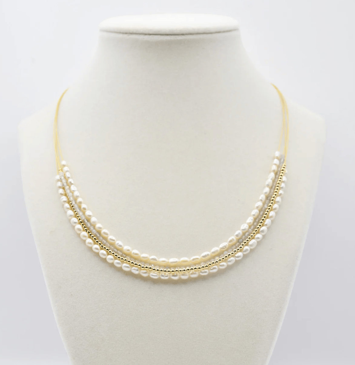 Sea Lily Necklaces Seed Pearl & Labradorite Wire Necklace