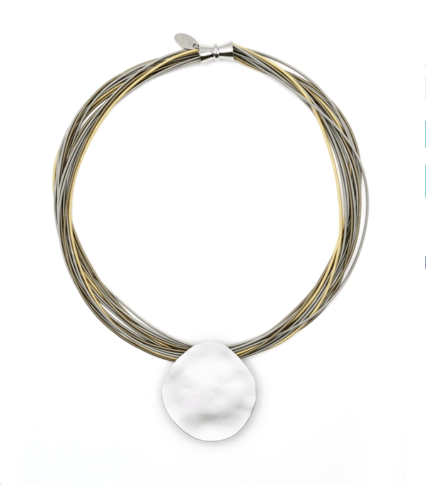 Sea Lily Necklaces Silver-Tone Disc Gold/Bronze Wire Necklace