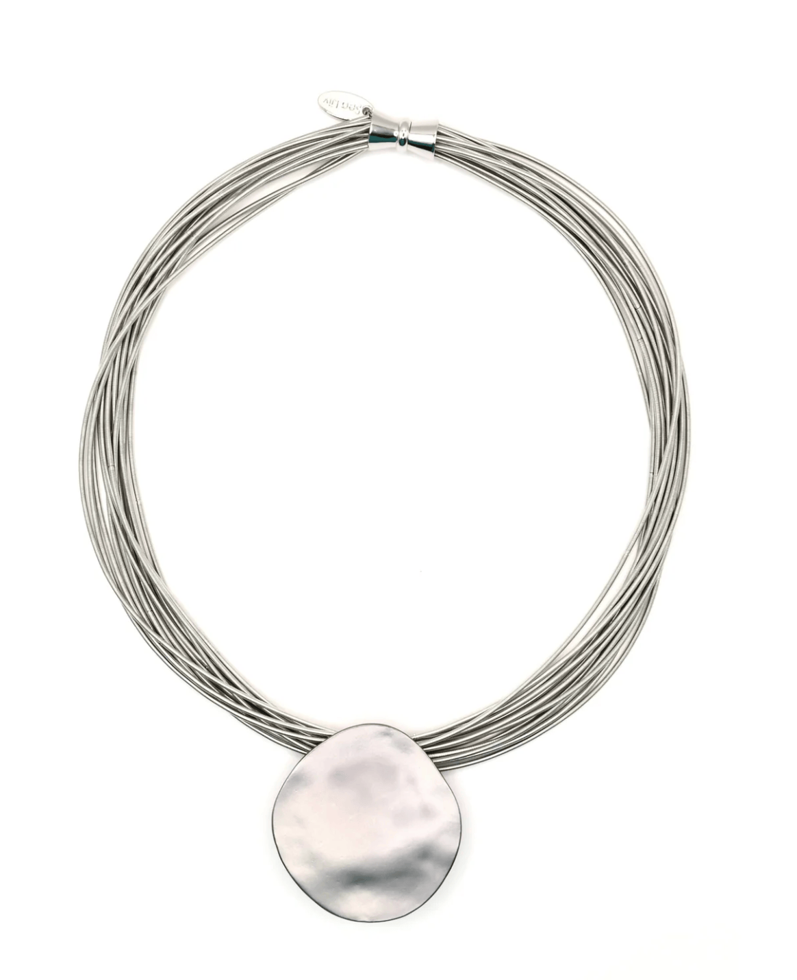 Sea Lily Necklaces Silver-Tone Slate Disc Wire Necklace
