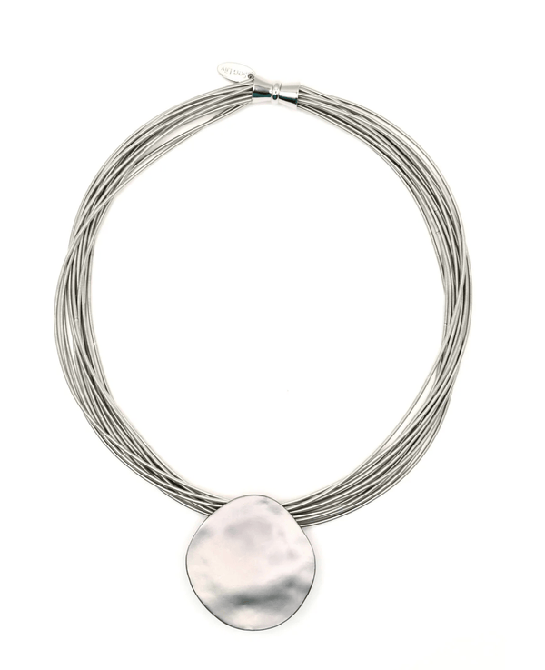 Sea Lily Necklaces Silver-Tone Slate Disc Wire Necklace