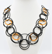 Sea Lily Necklaces Tortoise Resin & Black Wire Rings Necklace