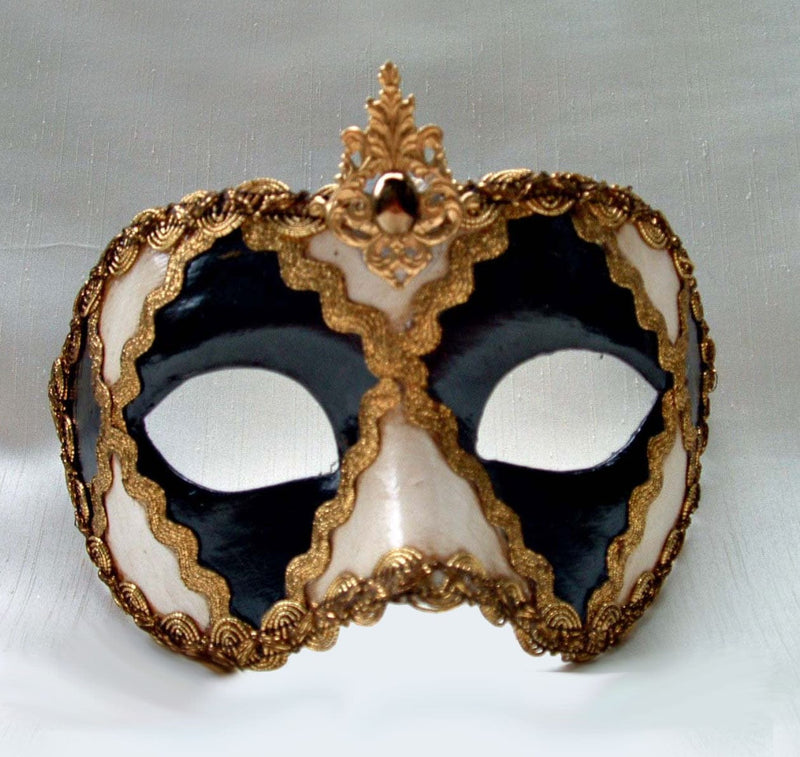Si Lucia Venetian Masks Black/White Columbina