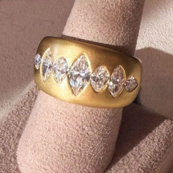 Suzy Landa Earrings 2ct. 7 Diamond "Cigar Band" 18K Ring