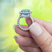Suzy Landa Earrings 4.78 Ct Aqua .48ct Dia. 18K Ring