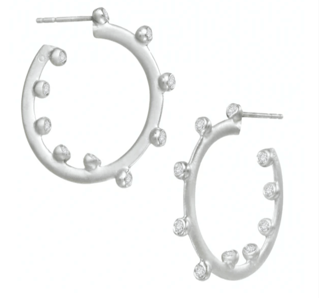 Suzy Landa Earrings .70ct Diamond I8K White Gold Hoops