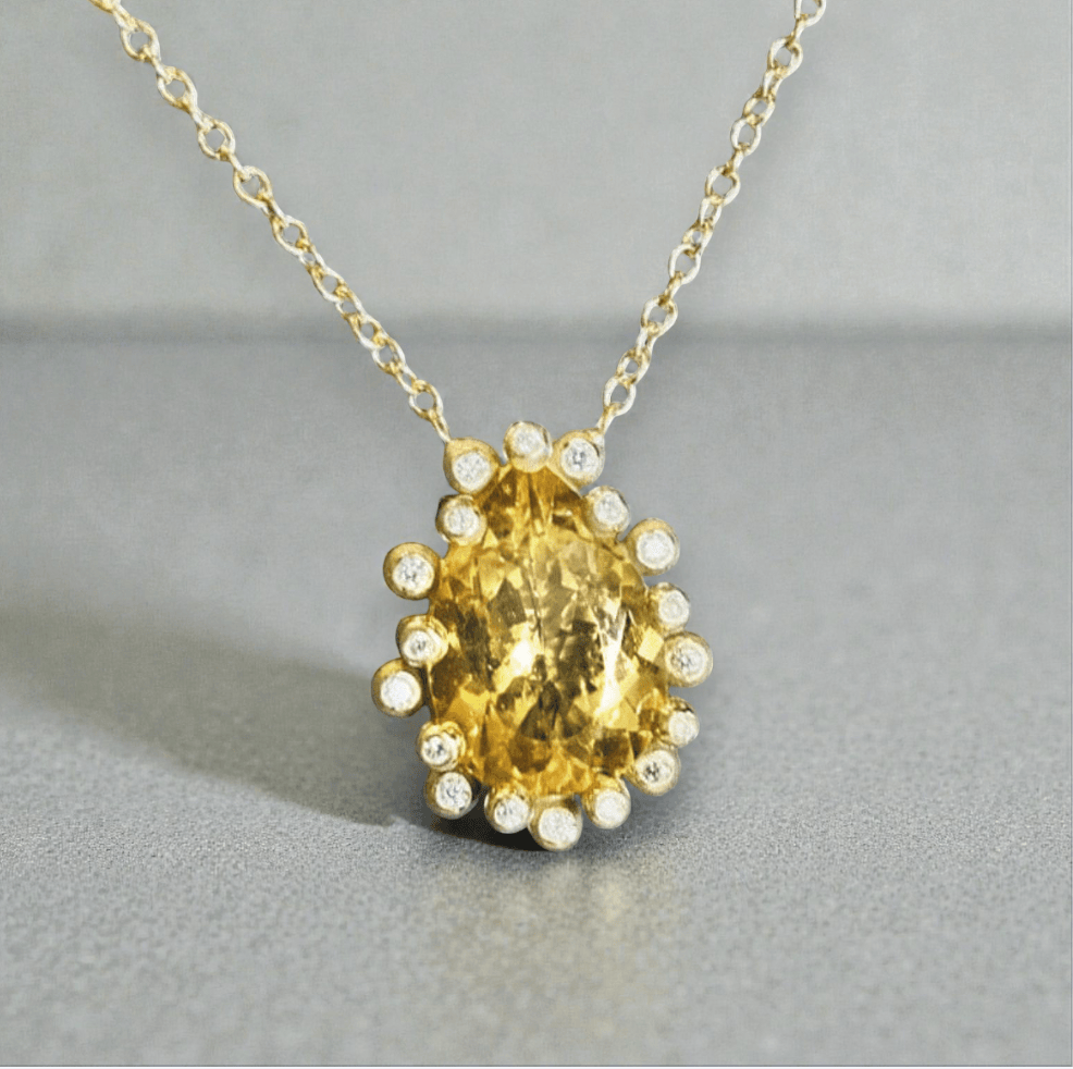 Suzy Landa Necklaces 3.14ct Beryl .105ct Dia 18K Teardrop Nk