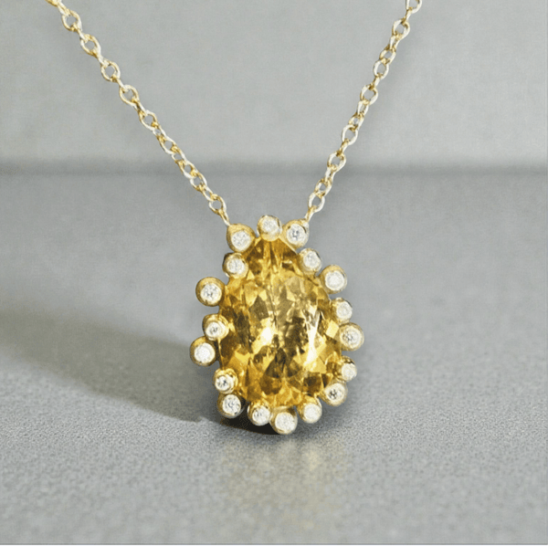 Suzy Landa Necklaces 3.14ct Beryl .105ct Dia 18K Teardrop Nk