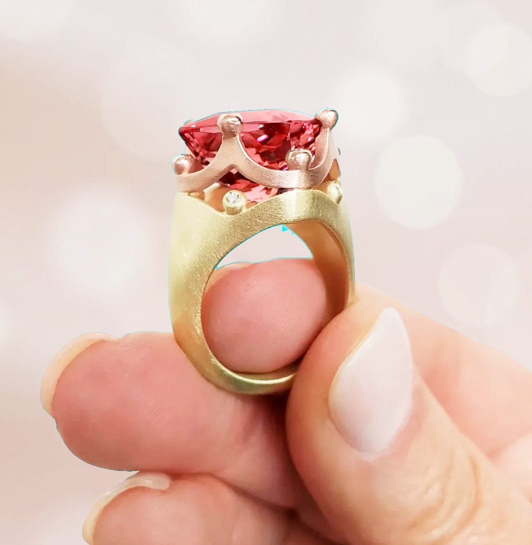 Suzy Landa Rings 13.57ct Pink Tourm 18K Ring