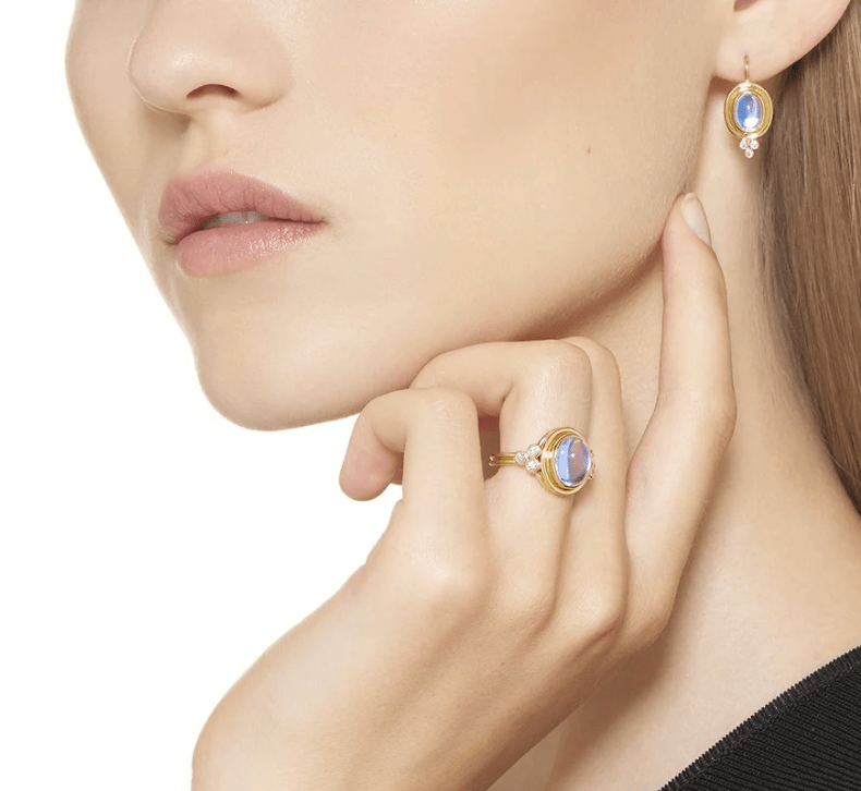 Temple St. Clair Rings 2.75ct. Moonstone & .20ct Diamond 18k Ring