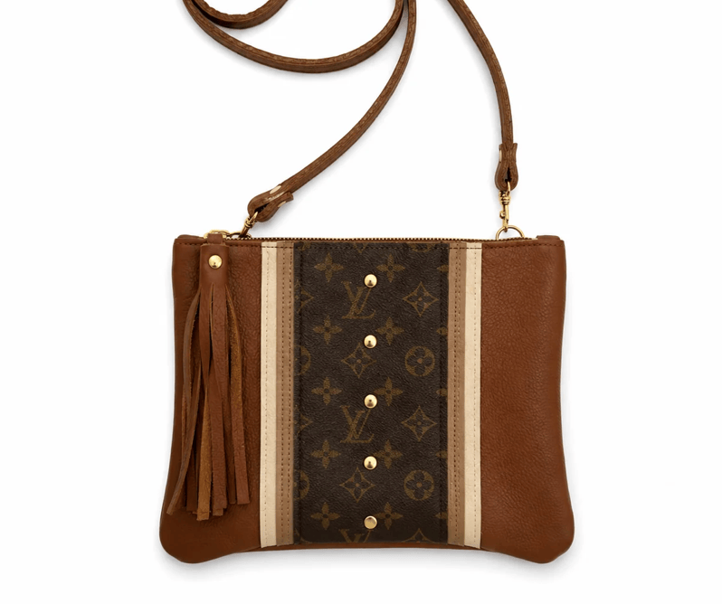 Upcycled Designer Leather Purses LV Caroline Crossbody Sienna