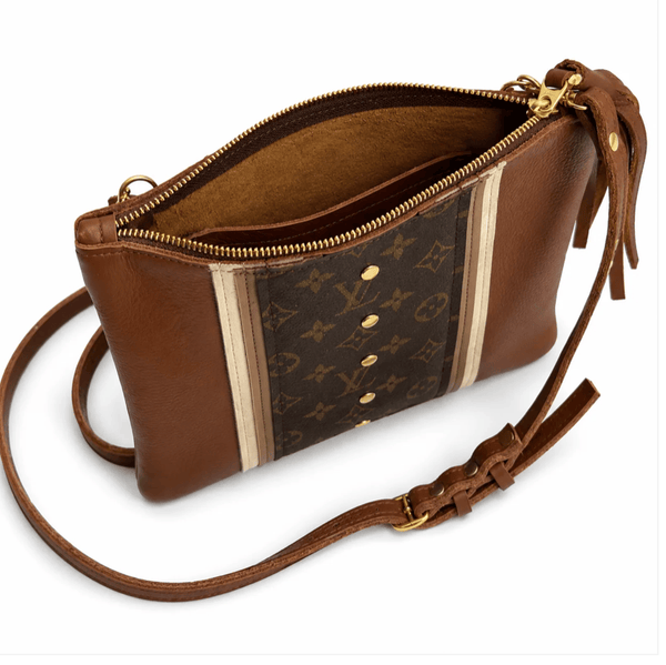 Upcycled Designer Leather Purses LV Caroline Crossbody Sienna