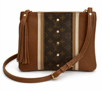 Upcycled Designer Leather Purses LV Caroline Crossbody Sienna
