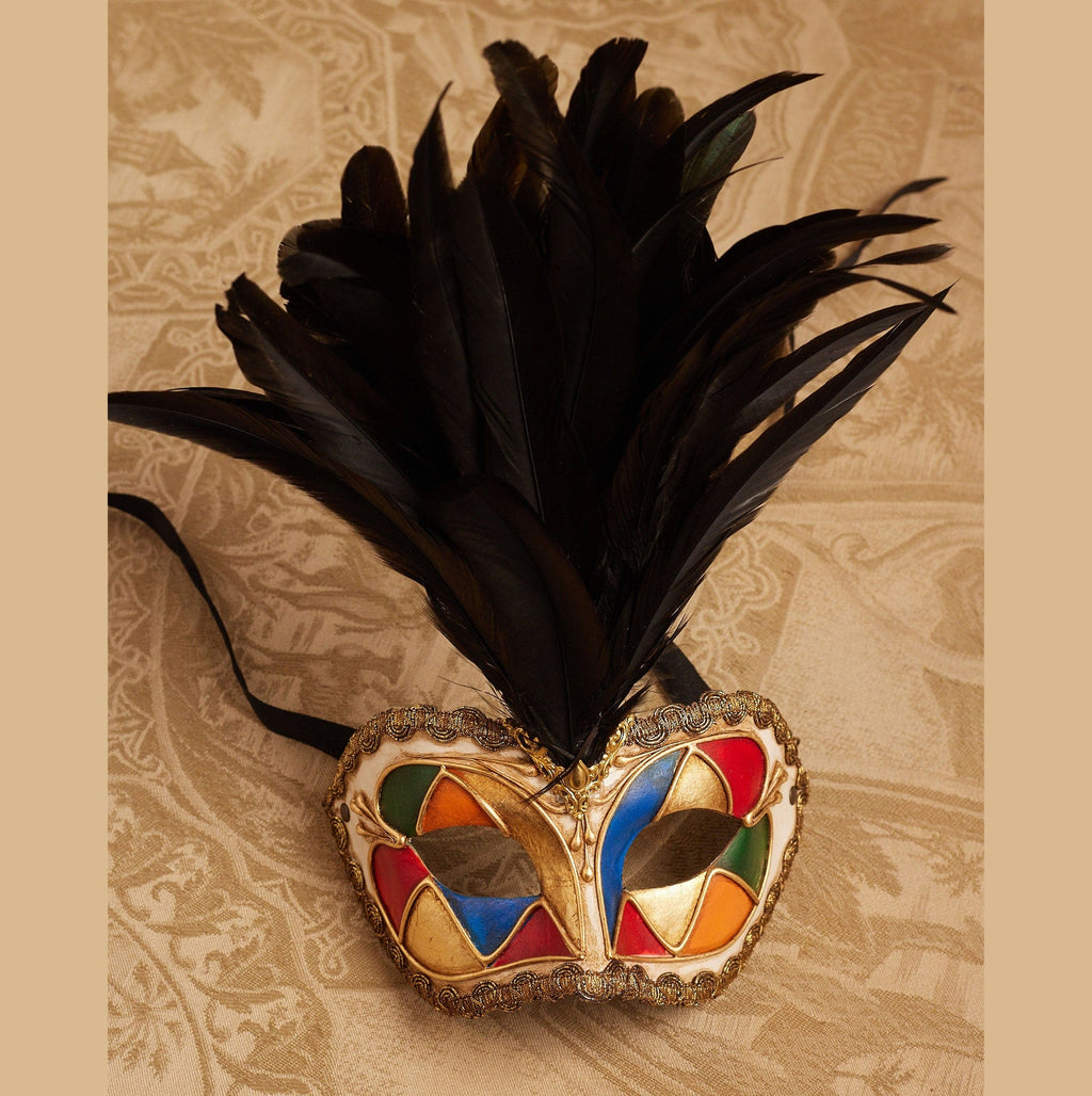 Venetian Masks Venetian Masks Galletto Multi Black Feathers